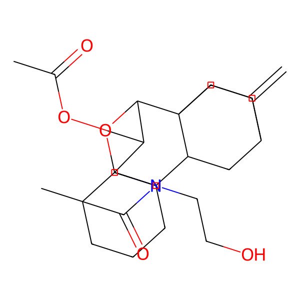 2D Structure of [(1R,5R,8R,10S,14S,16R,17S,18S)-7-(2-hydroxyethyl)-5-methyl-13-methylidene-6-oxo-9-oxa-7-azahexacyclo[8.6.2.211,14.01,8.05,17.011,16]icosan-18-yl] acetate