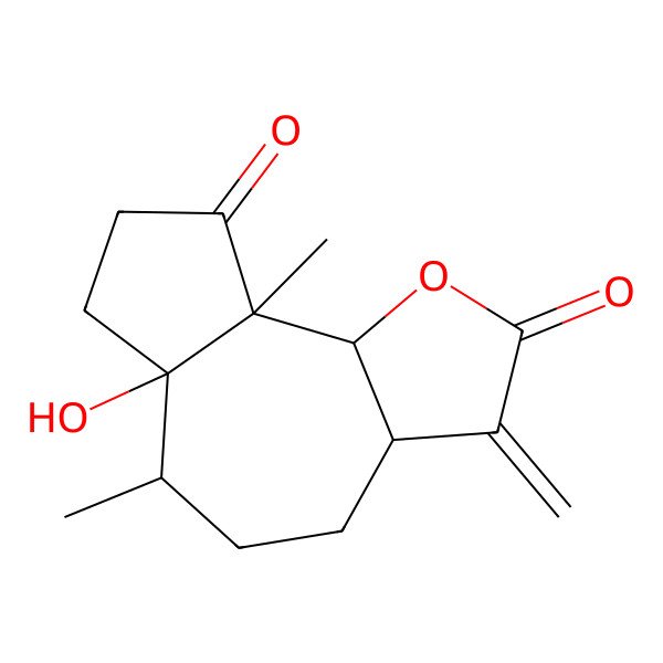 2D Structure of (3aR,6S,6aR,9aS,9bR)-6a-hydroxy-6,9a-dimethyl-3-methylidene-4,5,6,7,8,9b-hexahydro-3aH-azuleno[8,7-b]furan-2,9-dione