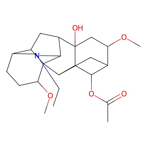 2D Structure of [(1R,2S,3S,4S,5S,6R,8R,9S,10R,13R,16S,17R)-11-ethyl-8-hydroxy-6,16-dimethoxy-11-azahexacyclo[7.7.2.12,5.01,10.03,8.013,17]nonadecan-4-yl] acetate
