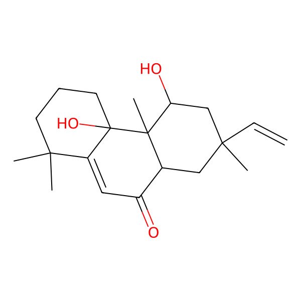 2D Structure of (4aS,4bS,5S,7R,8aR)-7-ethenyl-4a,5-dihydroxy-1,1,4b,7-tetramethyl-3,4,5,6,8,8a-hexahydro-2H-phenanthren-9-one
