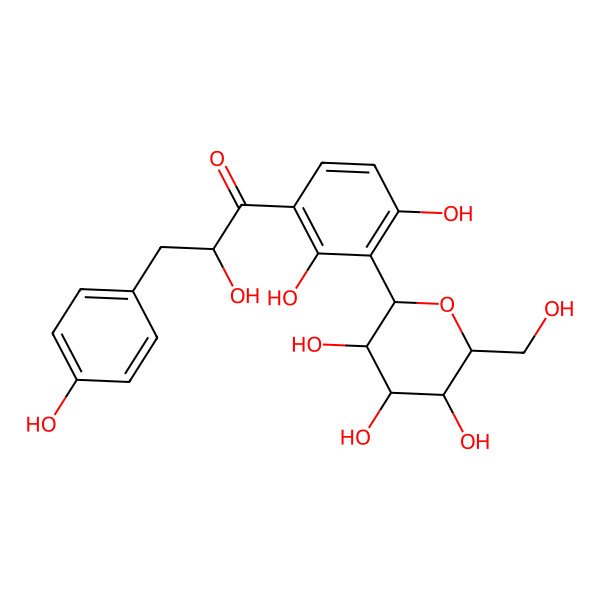 2D Structure of (2S)-1-[2,4-dihydroxy-3-[(2S,3R,4R,5S,6R)-3,4,5-trihydroxy-6-(hydroxymethyl)oxan-2-yl]phenyl]-2-hydroxy-3-(4-hydroxyphenyl)propan-1-one