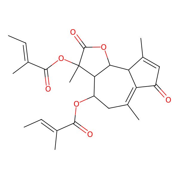 2D Structure of [(3S,3aR,4S,9aR,9bS)-3,6,9-trimethyl-3-[(Z)-2-methylbut-2-enoyl]oxy-2,7-dioxo-4,5,9a,9b-tetrahydro-3aH-azuleno[4,5-b]furan-4-yl] (Z)-2-methylbut-2-enoate