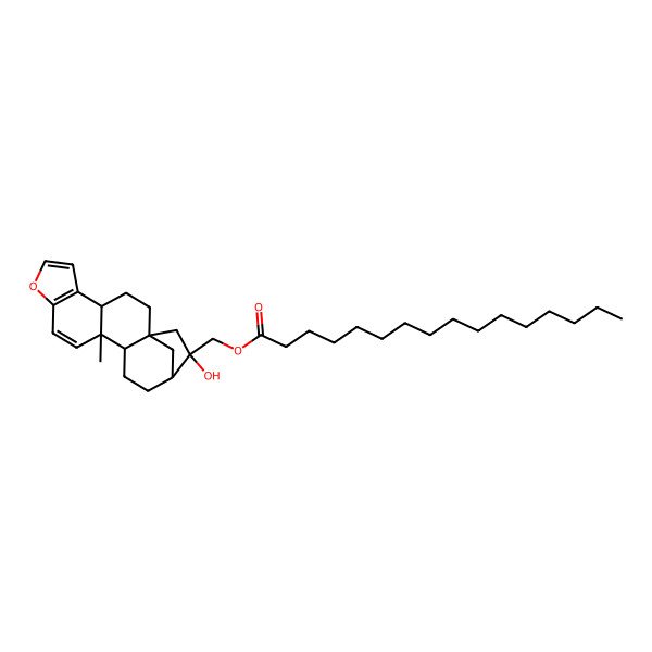 2D Structure of [(1S,4S,12S,13R,16R,17R)-17-hydroxy-12-methyl-8-oxapentacyclo[14.2.1.01,13.04,12.05,9]nonadeca-5(9),6,10-trien-17-yl]methyl hexadecanoate