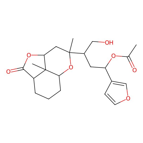 2D Structure of [(1S,3R)-3-[(1S,4R,8S,10S,12R)-10,12-dimethyl-3-oxo-2,9-dioxatricyclo[6.3.1.04,12]dodecan-10-yl]-1-(furan-3-yl)-4-hydroxybutyl] acetate