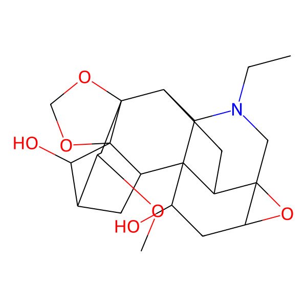 2D Structure of 13-Ethyl-23-methoxy-7,9,16-trioxa-13-azaoctacyclo[9.8.2.24,10.01,12.02,6.06,10.015,17.015,20]tricosane-5,19-diol
