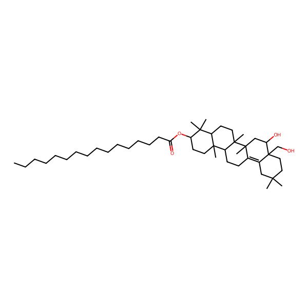 2D Structure of [(3S,4aR,6aR,6bS,8S,8aS,14aR,14bR)-8-hydroxy-8a-(hydroxymethyl)-4,4,6a,6b,11,11,14b-heptamethyl-1,2,3,4a,5,6,7,8,9,10,12,13,14,14a-tetradecahydropicen-3-yl] hexadecanoate
