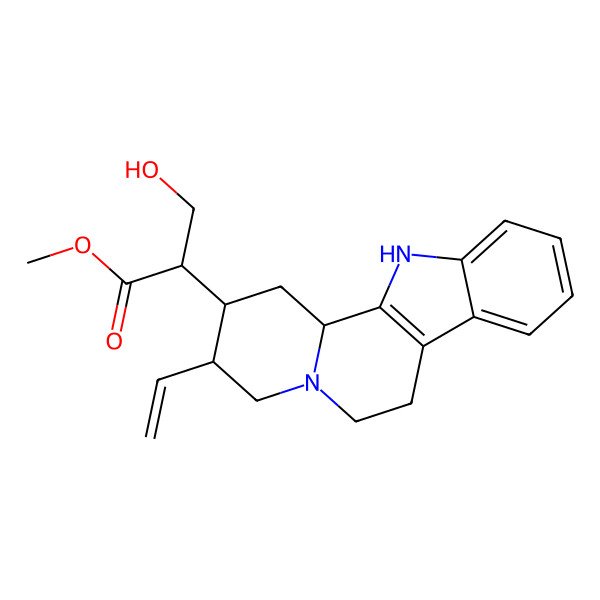 2D Structure of methyl (2R)-2-[(2S,12bS)-3-ethenyl-1,2,3,4,6,7,12,12b-octahydroindolo[2,3-a]quinolizin-2-yl]-3-hydroxypropanoate