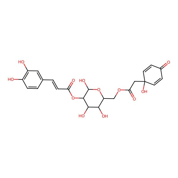 2D Structure of [(2R,3R,4S,5S,6R)-2,4,5-trihydroxy-6-[[2-(1-hydroxy-4-oxocyclohexa-2,5-dien-1-yl)acetyl]oxymethyl]oxan-3-yl] (E)-3-(3,4-dihydroxyphenyl)prop-2-enoate