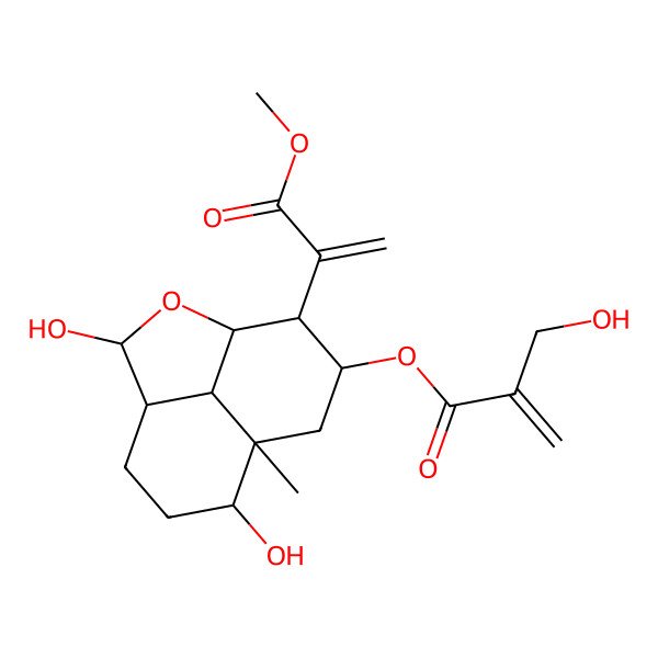 2D Structure of [(1R,3S,4R,7R,8R,10S,11R,12S)-3,7-dihydroxy-11-(3-methoxy-3-oxoprop-1-en-2-yl)-8-methyl-2-oxatricyclo[6.3.1.04,12]dodecan-10-yl] 2-(hydroxymethyl)prop-2-enoate