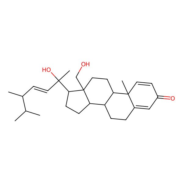 2D Structure of 17-(2-Hydroxy-5,6-dimethylhept-3-en-2-yl)-13-(hydroxymethyl)-10-methyl-6,7,8,9,11,12,14,15,16,17-decahydrocyclopenta[a]phenanthren-3-one