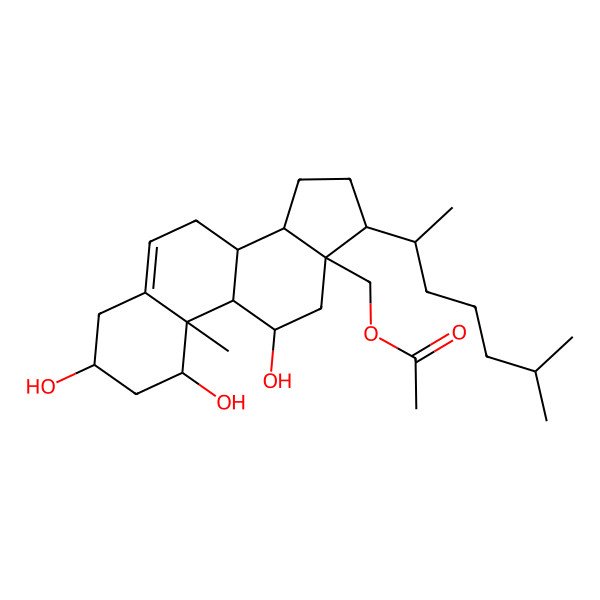 2D Structure of [(1S,3R,8S,9S,10R,11R,13S,14S,17R)-1,3,11-trihydroxy-10-methyl-17-[(2R)-6-methylheptan-2-yl]-2,3,4,7,8,9,11,12,14,15,16,17-dodecahydro-1H-cyclopenta[a]phenanthren-13-yl]methyl acetate