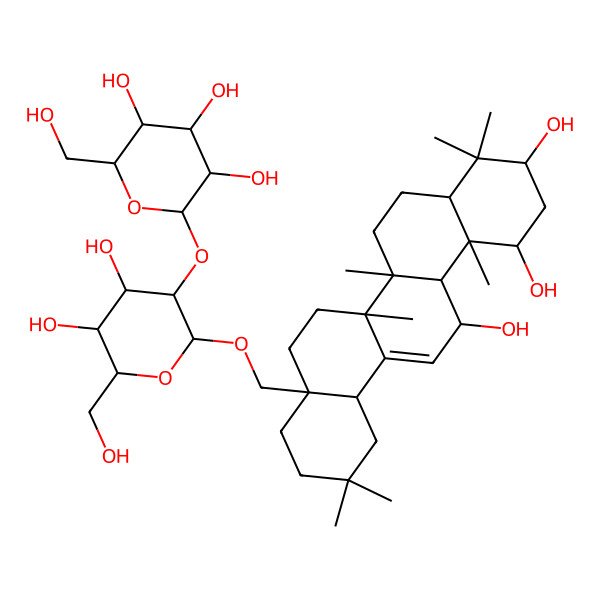 2D Structure of (2S,3R,4S,5S,6R)-2-[(2R,3R,4S,5S,6R)-2-[[(4aS,6aR,6aS,6bR,8aR,10S,12R,12aS,13R,14bR)-10,12,13-trihydroxy-2,2,6a,6b,9,9,12a-heptamethyl-1,3,4,5,6,6a,7,8,8a,10,11,12,13,14b-tetradecahydropicen-4a-yl]methoxy]-4,5-dihydroxy-6-(hydroxymethyl)oxan-3-yl]oxy-6-(hydroxymethyl)oxane-3,4,5-triol