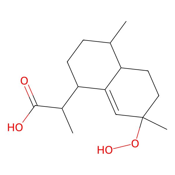 2D Structure of (2R)-2-[(1S,4R,4aS,7R)-7-hydroperoxy-4,7-dimethyl-2,3,4,4a,5,6-hexahydro-1H-naphthalen-1-yl]propanoic acid