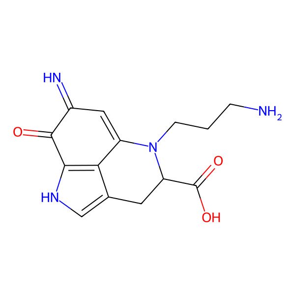 2D Structure of 7-(3-Aminopropyl)-10-imino-11-oxo-2,7-diazatricyclo[6.3.1.04,12]dodeca-1(12),3,8-triene-6-carboxylic acid