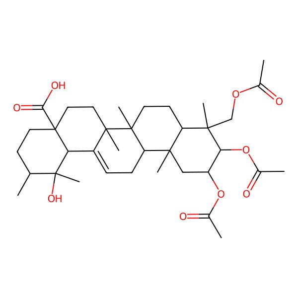 2D Structure of 10,11-Diacetyloxy-9-(acetyloxymethyl)-1-hydroxy-1,2,6a,6b,9,12a-hexamethyl-2,3,4,5,6,6a,7,8,8a,10,11,12,13,14b-tetradecahydropicene-4a-carboxylic acid