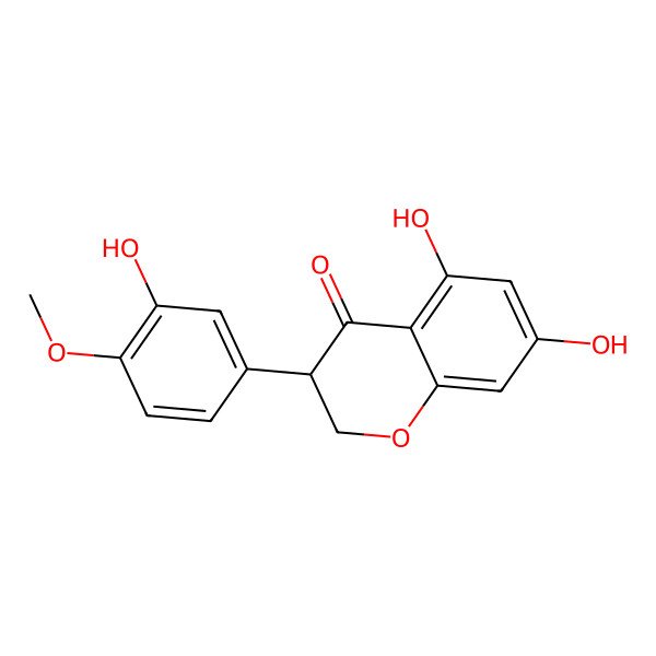 2D Structure of 4H-1-Benzopyran-4-one, 2,3-dihydro-5,7-dihydroxy-3-(3-hydroxy-4-methoxyphenyl)-