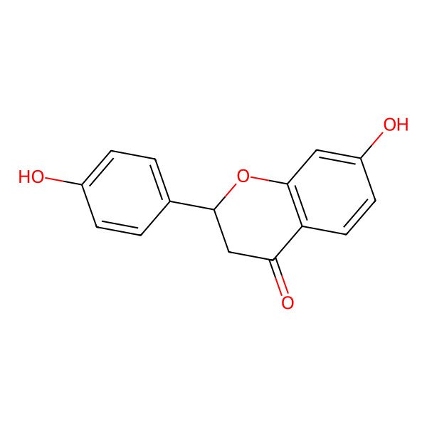 2D Structure of 4H-1-Benzopyran-4-one, 2,3-dihydro-7-hydroxy-2-(4-hydroxyphenyl)- 2D Structure of 4H-1-Benzopyran-4-one, 2,3-dihydro-7-hydroxy-2-(4-hydroxyphenyl)-