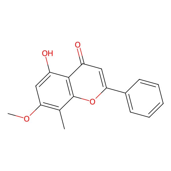 2D Structure of 4H-1-Benzopyran-4-one, 5-hydroxy-7-methoxy-8-methyl-2-phenyl- 2D Structure of 4H-1-Benzopyran-4-one, 5-hydroxy-7-methoxy-8-methyl-2-phenyl-