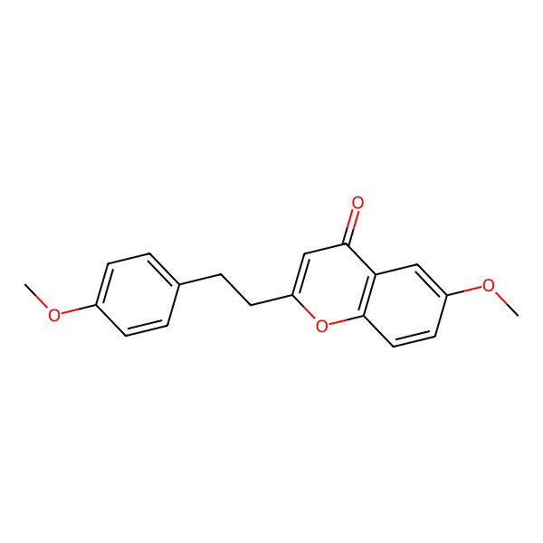 2D Structure of 4H-1-Benzopyran-4-one, 6-methoxy-2-(2-(4-methoxyphenyl)ethyl)- 2D Structure of 4H-1-Benzopyran-4-one, 6-methoxy-2-(2-(4-methoxyphenyl)ethyl)-