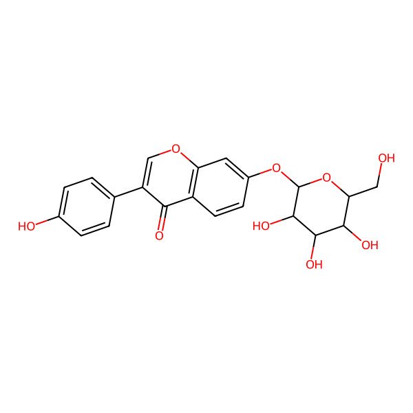 2D Structure of 4H-1-Benzopyran-4-one, 7-(beta-D-glucopyranosyloxy)-3-(4-hydroxyphenyl)-