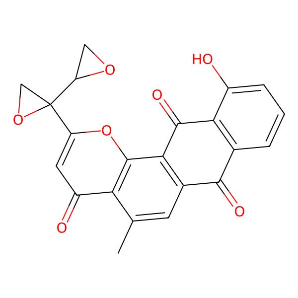 2D Structure of 4H-Anthra(1,2-b)pyran-4,7,12-trione, 2-(2,2'-bioxiran)-2-yl-11-hydroxy-5-methyl-