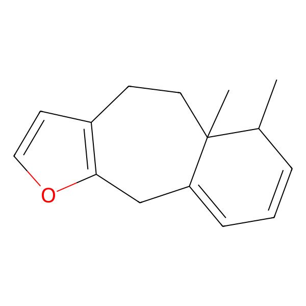 2D Structure of 4H-Benzo(5,6)cyclohepta(1,2-b)furan, 5,5a,6,10-tetrahydro-5a,6-dimethyl-, (5aR,6S)-rel-(-)-