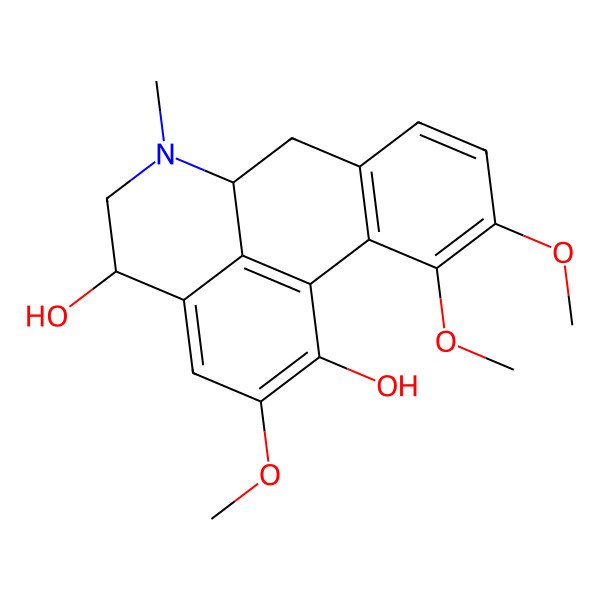 2D Structure of 4H-Dibenzo(de,g)quinoline-1,4-diol, 5,6,6a,7-tetrahydro-2,10,11-trimethoxy-6-methyl-, (4S-cis)-