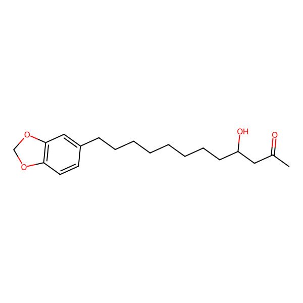 2D Structure of (4R)-12-(1,3-benzodioxol-5-yl)-4-hydroxydodecan-2-one