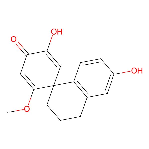 2D Structure of (4R)-2',7-dihydroxy-5'-methoxyspiro[2,3-dihydro-1H-naphthalene-4,4'-cyclohexa-2,5-diene]-1'-one