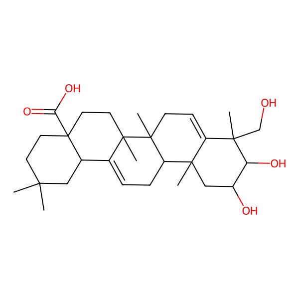 2D Structure of (4R)-2beta,3beta,23-trihydroxy-oleana-5,12-dien-28-oic acid