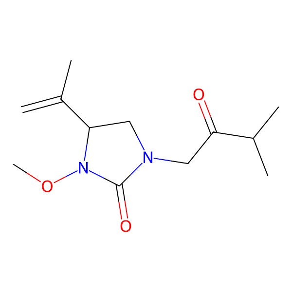 2D Structure of (4R)-3-methoxy-1-(3-methyl-2-oxobutyl)-4-prop-1-en-2-ylimidazolidin-2-one