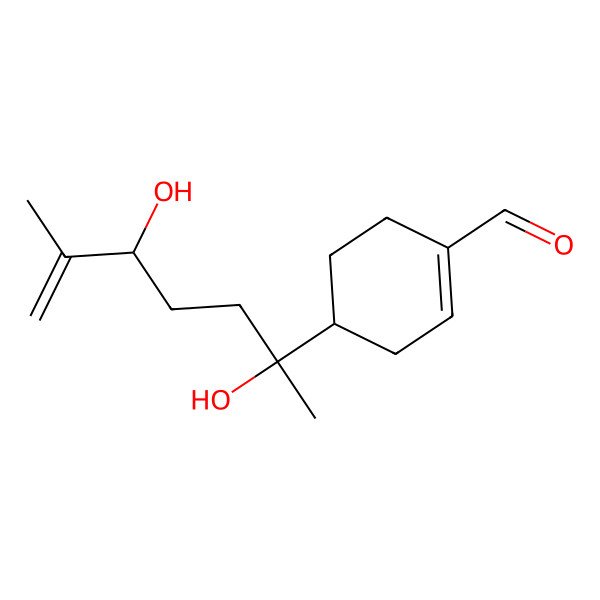 2D Structure of (4R)-4-[(2R,5R)-2,5-dihydroxy-6-methylhept-6-en-2-yl]cyclohexene-1-carbaldehyde