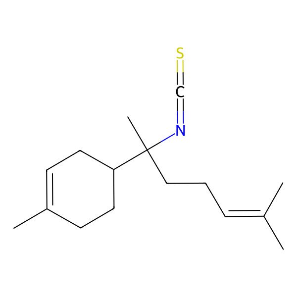 2D Structure of (4R)-4-[(2S)-2-isothiocyanato-6-methylhept-5-en-2-yl]-1-methylcyclohexene