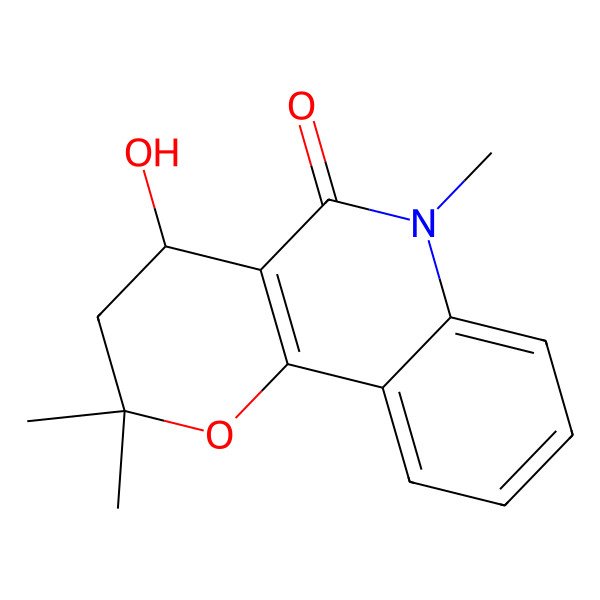 2D Structure of (4R)-4-hydroxy-2,2,6-trimethyl-3,4-dihydropyrano[3,2-c]quinolin-5-one