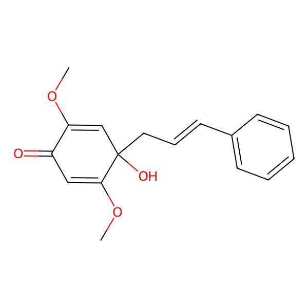 2D Structure of (4R)-4-hydroxy-2,5-dimethoxy-4-[(E)-3-phenylprop-2-enyl]cyclohexa-2,5-dien-1-one