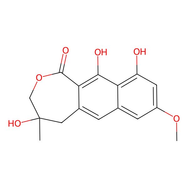 2D Structure of (4R)-4,10,11-trihydroxy-8-methoxy-4-methyl-3,5-dihydrobenzo[h][2]benzoxepin-1-one