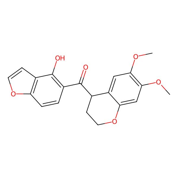 2D Structure of [(4R)-6,7-dimethoxy-3,4-dihydro-2H-chromen-4-yl]-(4-hydroxy-1-benzofuran-5-yl)methanone