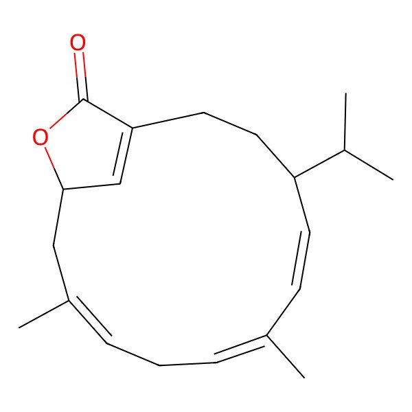 2D Structure of (4R,13S)-7,11-dimethyl-4-propan-2-yl-14-oxabicyclo[11.2.1]hexadeca-1(16),5,7,10-tetraen-15-one