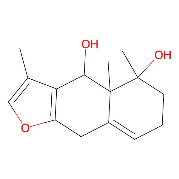 2D Structure of (4R,4aR,5R)-3,4a,5-trimethyl-4,6,7,9-tetrahydrobenzo[f][1]benzofuran-4,5-diol