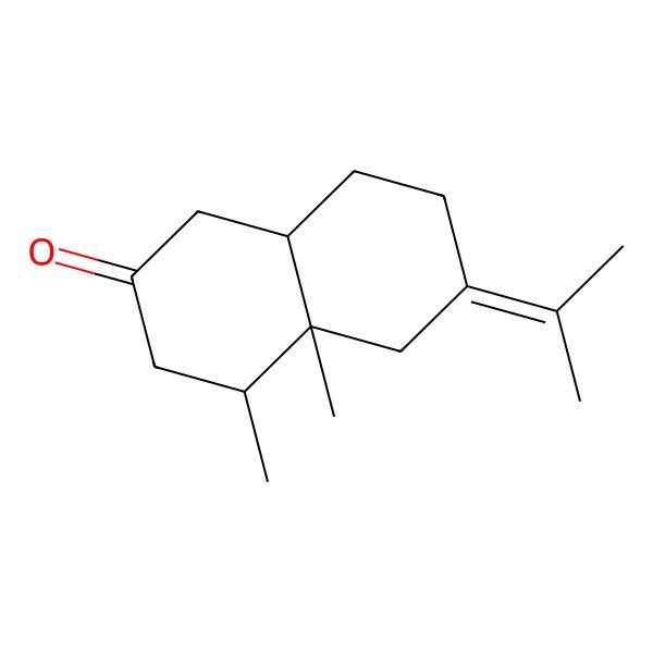 2D Structure of (4R,4aS,8aS)-4,4a-dimethyl-6-propan-2-ylidene-3,4,5,7,8,8a-hexahydro-1H-naphthalen-2-one 2D Structure of (4R,4aS,8aS)-4,4a-dimethyl-6-propan-2-ylidene-3,4,5,7,8,8a-hexahydro-1H-naphthalen-2-one