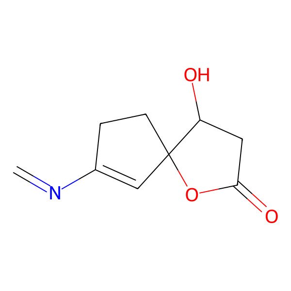 2D Structure of (4R,5R)-4-hydroxy-8-(methylideneamino)-1-oxaspiro[4.4]non-8-en-2-one