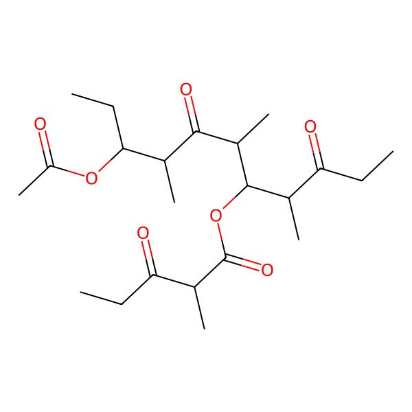 2D Structure of [(4R,5R,6S,8R,9S)-9-acetyloxy-4,6,8-trimethyl-3,7-dioxoundecan-5-yl] (2R)-2-methyl-3-oxopentanoate