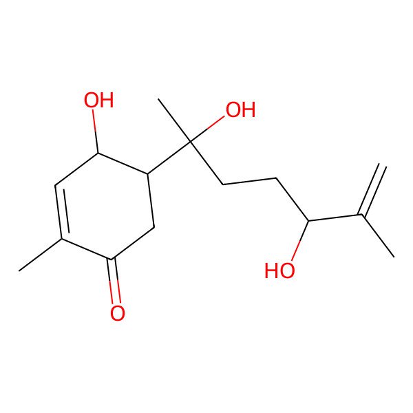 2D Structure of (4R,5S)-5-[(2R,5R)-2,5-dihydroxy-6-methylhept-6-en-2-yl]-4-hydroxy-2-methylcyclohex-2-en-1-one