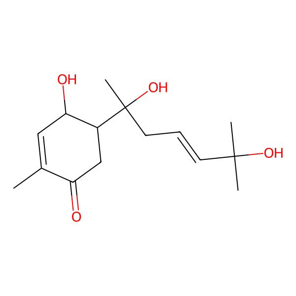 2D Structure of (4R,5S)-5-[(E,2R)-2,6-dihydroxy-6-methylhept-4-en-2-yl]-4-hydroxy-2-methylcyclohex-2-en-1-one