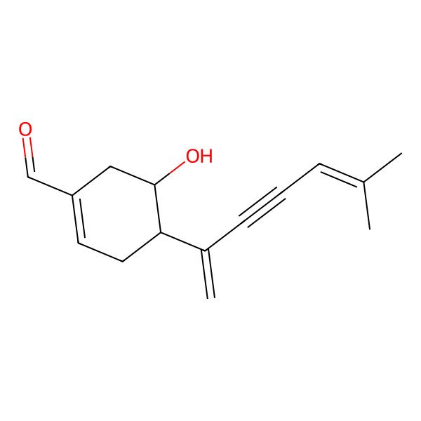 2D Structure of (4R,5S)-5-hydroxy-4-(6-methylhepta-1,5-dien-3-yn-2-yl)cyclohexene-1-carbaldehyde