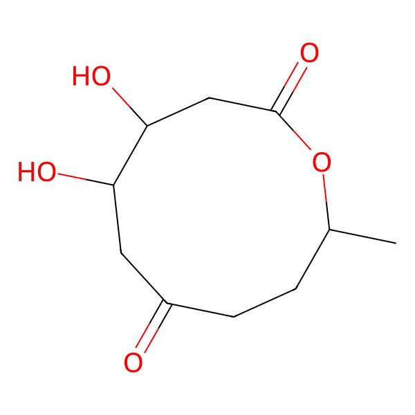 2D Structure of (4R,5S,10R)-4,5-dihydroxy-10-methyloxecane-2,7-dione