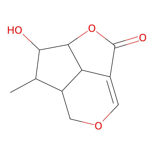 2D Structure of (4R,5S,6R,7R,11S)-5-hydroxy-6-methyl-3,9-dioxatricyclo[5.3.1.04,11]undec-1(10)-en-2-one