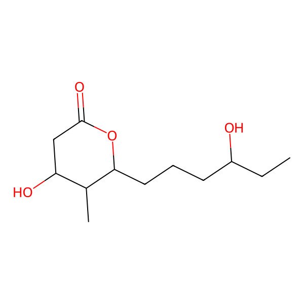 2D Structure of (4R,5S,6S)-4-hydroxy-6-[(4S)-4-hydroxyhexyl]-5-methyloxan-2-one