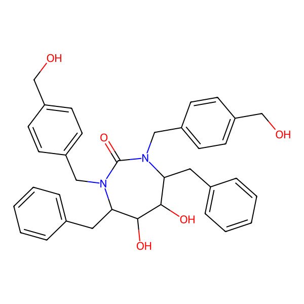 2D Structure of (4r,5s,6s,7r)-4,7-Dibenzyl-5,6-dihydroxy-1,3-bis[4-(hydroxymethyl)benzyl]-1,3-diazepan-2-one