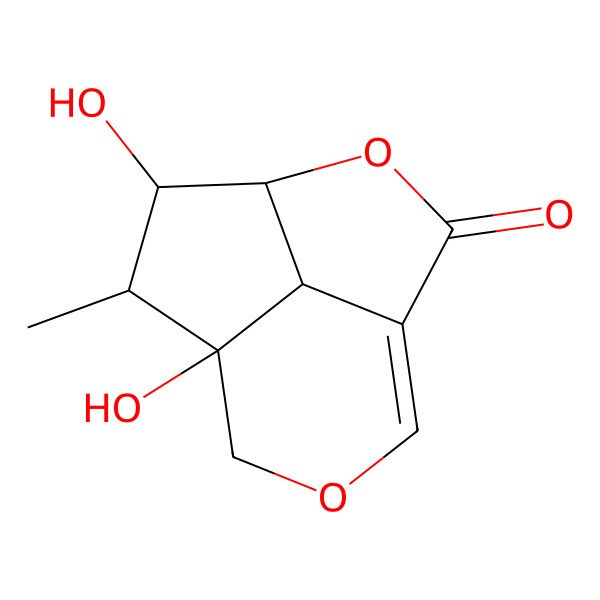 2D Structure of (4R,5S,6S,7S,11S)-5,7-dihydroxy-6-methyl-3,9-dioxatricyclo[5.3.1.04,11]undec-1(10)-en-2-one